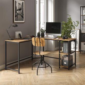 Vicco Escritorio De Esquina Fyrk, Madera Antigua, 138 X 50 Cm, Vicco