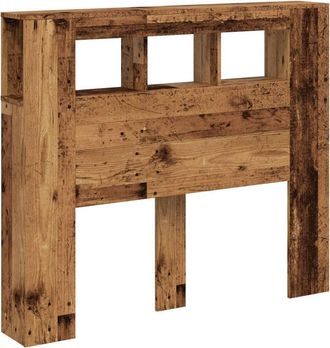 Berkfield Home LED Headboard Old Wood 120x18.5x103.5 cm Engineered Wood in Brown