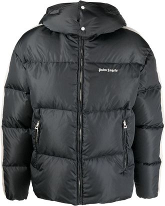Palm Angels logo-print puffer jacket - men - Polyamide/Feather Down/Polyamide/Polyester - M - Grey