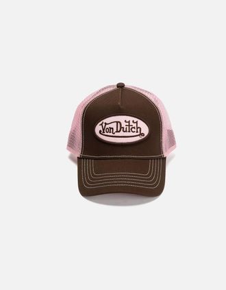 Von Dutch Womens Von Dutch Staple Trucker Cotton Choc/Pink Caps - Red
