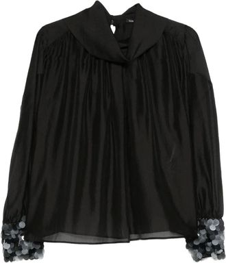 Luisa Cerano Top met pailletten - Zwart