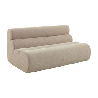 Sweeek Sof&aacute; envasado al vac&iacute;o de borreguito texturizado, 2 plazas, beige
