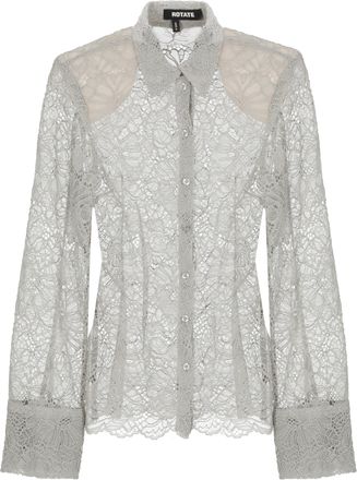 Rotate Grey Flower Mesh Lace Shirt
