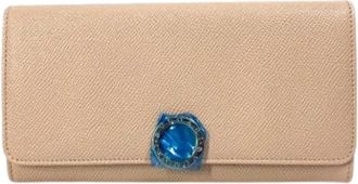 Bulgari Pre-owned Vintage Lange Portemonnee (bi-fold) - Dames - Vintage Accessoires - Beige - ONE Size - Leer - Vintage