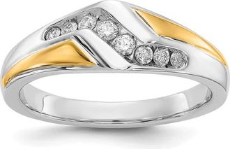 Diamond2Deal 14k Two-tone Lab Grown Diamond Wedding Band Ring 1/4Ct Clarity- VS Color- G-H