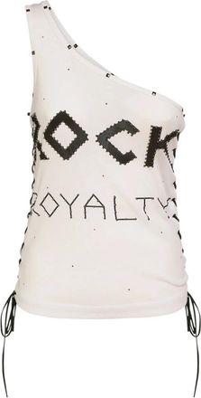 Stella McCartney Rock Royalty One-Shoulder T-Shirt - Dames - Tops zonder mouwen - Wit - XL - Katoen - Tops