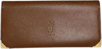 Saint Laurent Pre-owned Logo Leren Kaarthouder - Dames - Vintage Accessoires - Bruin - ONE Size - Leer - Vintage