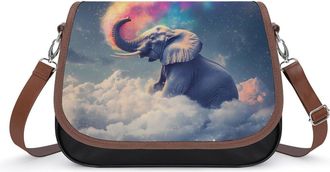 Generic Colorful Star Gray Elephant Crossbody Bags for Women Shoulder Messenger Bag Purse Handbags