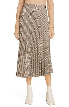 Maison Margiela Plaid Pleated Midi Skirt in Check Beige at Nordstrom, Size 4 Us