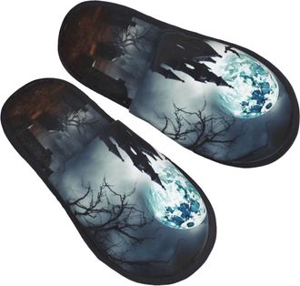 Generic Shoes Gothic Happy Halloween Anti-Skid Cotton Slippers Soft Sliders For Big Kid Christmas Adult L