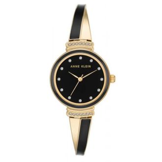 Anne Klein Quartz Crystal Black Dial Ladies Watch and Bracelet Set AK-2716BKST