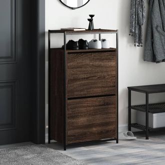 Berkfield Home Shoe Cabinet Brown Oak 60x34x112 Engineered Wood