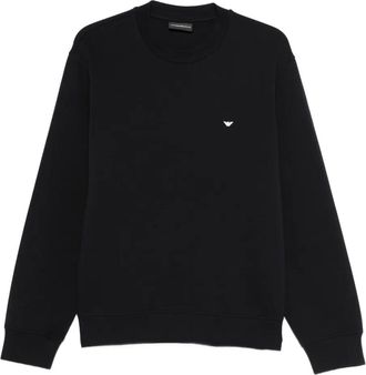 Emporio Armani logo-embroidered sweatshirt - Blauw