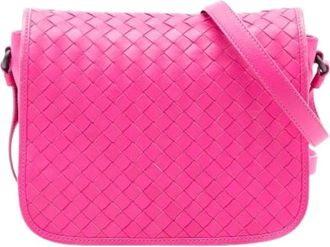 Bottega Veneta Pre-owned Cross Body Bags, female, Pink, Size: ONE SIZE Pre-owned Woven Leather Crossbody Bag