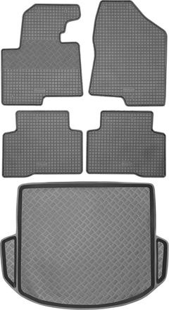 OEM Juego De Alfombrillas De Goma Para Coche Y Alfombrilla Para Maletero Para Hyundai Santa Fe Iii Suv (2012-2015)