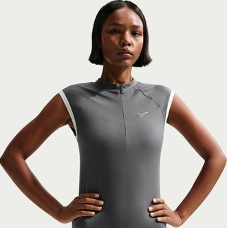 Nike Womens Nike Sportswear Tight Sleeveless 1/4-Zip Top in Grey | IO4441-068