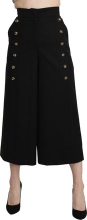 Dolce & Gabbana Womens Culottes High Waist Wide Leg - Black Wool - Size EU 32 (Womens)