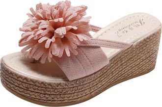 Generic Flip Flops Womens Leather Glitter, Bathing Slippers, Womens 39 Non-Slip, Thick Sole, Wedge Heel, Beach Shoes, Platform Slippers, Heels Sandals, Spring