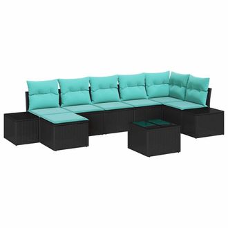 vidaXL Set Divano Da Giardino 8 Pz Nero Polyrattan Vidaxl