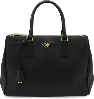 Prada Saffiano Black Nero Leather Handbag Tote Bag (Pre-Owned)