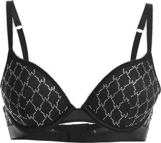 Wolford Womens Geometric Patterned Push Up Bra in Black - Size 36D