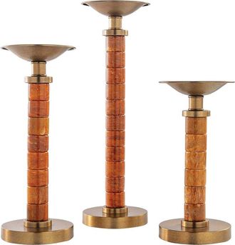 Port 68 Set Of 3 Jade Garden Candlesticks