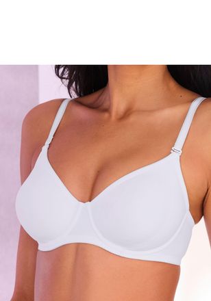Lascana T-Shirt-BH LASCANA, Damen, Gr. 100, Cup B, weiss (wei&szlig;), Microtouch, Obermaterial: 82% Polyamid (TACTEL), 18% Elasthan (LYCRA), BHs T-Shirt-BH, mit 3 