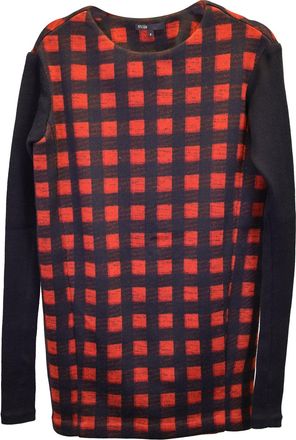 Maje Check Sweater Mini Dress in Red Polyester
