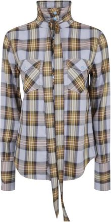 Chlo&eacute; Lavalli&egrave;re Check Shirt - Dames - Blouses & Shirts - Veelkleurig - Maat: S Katoen