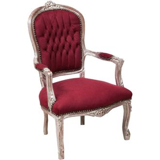 Biscottini International Biscottini - Wooden Kitchen Dining Chair 64x100x65cm Classic Bedroom and Living room Armchair Upholstered Chair with Armrests Wooden Chair
