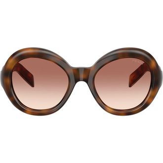 Prada 53mm Gradient Round Sunglasses in Tortoise /Brown Bordeaux at Nordstrom