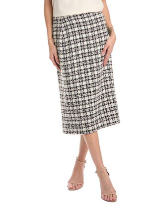 St. John Plaid Wool-Blend Pencil Skirt