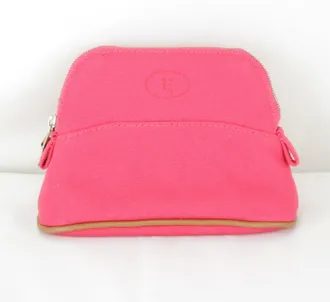 Herm&egrave;s Black Pink Cotton Pouch (Pre-Owned)
