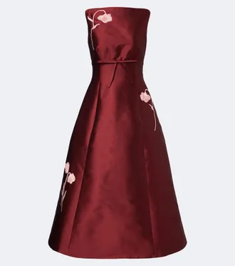 Erdem Mikado embroidered satin cocktail dress