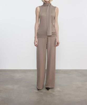 Enza Costa Tissue Cashmere Drawcord Pant In Walnut