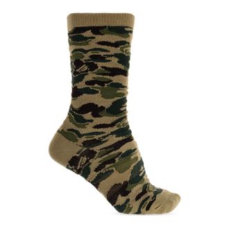 A Bathing Ape Socks, male, Green, Size: M Camo Pattern Socks