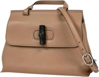 Gucci Pre-owned Vintage Bamboo Handbag - Dames - Vintage Handtas - Beige - ONE Size - Leer - Vintage
