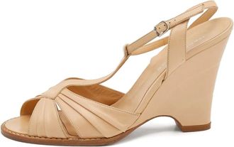Marc Jacobs pre-owned 100mm Sofia Loves The Wedge leather sandals - Neutrals