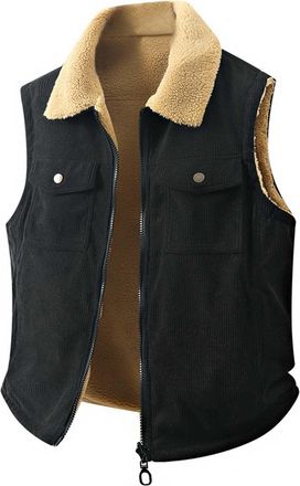 Generic Gilets For Men UK Fur Lining Thickened Sleeveless Mens Jackets With Front Pockets Zip Up Comfortable Fleece Vest Coats Fall And Winter Baggy Gilet Dai