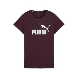 Puma T-Shirt PUMA ESS+ METALLIC LOGO TEE, Damen, Gr. XS, lila (midnight plum), Jersey, Obermaterial: 100% Baumwolle, unifarben, regular fit normal, Rundhal