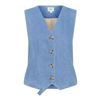 Saint Tropez Chaleco Azul Humo con Escote en V Botones - Suits - Mujer - Azul - XS
