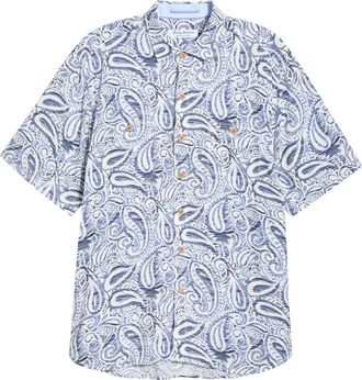 Tommy Bahama Veracruz Cay Sands Short Sleeve Button-Up Shirt in French Blue at Nordstrom, Size Xxx-Large