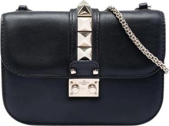 Valentino Pre-owned Small Rockstud Glam Lock Crossbody - Dames - Vintage Schoudertas - Zwart - ONE Size - Leer - Vintage