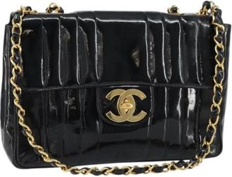 Chanel Pre-owned Schoudertas van Gecoat Canvas - Dames - Vintage Schoudertas - Zwart - ONE Size - Vintage