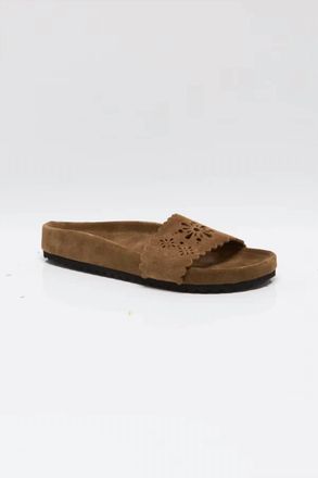 Free People Womens Shore Cut Out Footbed Sandals In Light Toffee Suede
