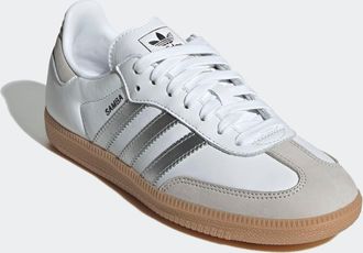 adidas Sneaker ADIDAS ORIGINALS SAMBA OG, Damen, Gr. 38,5, cloud wei&szlig;, silber metallic, grau one, Leder, Schuhe Sneaker