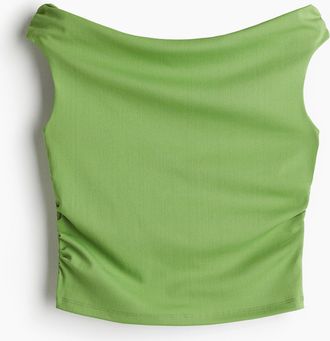 H&M Drapiertes Off-Shoulder-Top - Gr&uuml;n