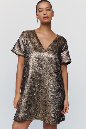 Maeve Emmy Metallic Mini Swing Dress