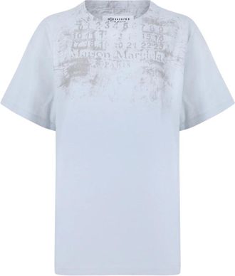 Maison Margiela Katoenen T-shirt met grafische print - Dames - T-shirts - Blauw - L - Katoen - Tops
