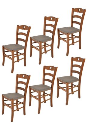 Tommychairs Tommychairs 6 Sillas Cuore En Haya Color Nuez Claro, Asiento Tela Corzo